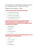 144 test bank for fundamentals of selling customers for life through service 11th edition by futrell đề trắc nghiệm marketing