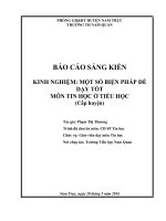 SKKN: Một số biện pháp để dạy tốt môn tin học ở tiểu học