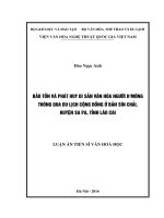 Bảo tồn và phát huy di sản văn hóa người H„Mông thông qua du lịch cộng đồng ở bản Sín Chải, huyện Sa Pa, tỉnh Lào Cai