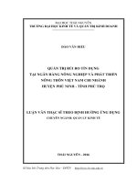 Quản trị rủi ro tín dụng tại ngân hàng nông nghiệp và phát triển nông thôn Việt Nam chi nhánh Huyện Phù Ninh, tỉnh Phú Thọ (LV thạc sĩ)