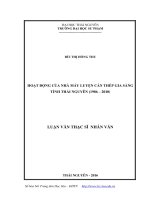 Hoạt động của nhà máy luyện cán thép gia sàng tỉnh Thái Nguyên (1986  2010) (LV thạc sĩ)
