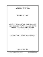 Quản lý giáo dục sức khỏe sinh sản cho sinh viên trường Cao đẳng Y tế Thái Nguyên, tỉnh Thái Nguyên (LV thạc sĩ)