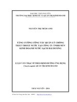 Tăng cường công tác quản lý chống thất thoát nước tại Công ty Trách nhiệm hữu hạn MTV kinh doanh nước sạch Hải Dương (LV thạc sĩ)