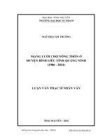 Mạng lưới chợ nông thôn ở huyện Bình Liêu, tỉnh Quảng Ninh (1986  2014) (LV thạc sĩ)