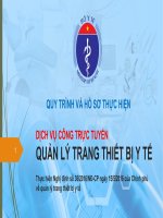 DỊCH VỤ CÔNG TRỰC TUYẾN QUẢN LÝ TRANG THIẾT BỊ Y TẾ
