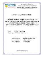 Phân tích thực trạng hoạt động tín dụng cá nhân tại ngân hàng thương mại cổ phần Phát triển thành phố Hồ Chí Minh Phòng Giao Dịch Duy Tân