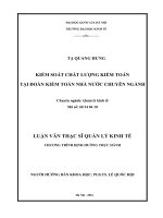 Kiểm soát chất lượng kiểm toán tại đoàn kiểm toán nhà nước chuyên ngành 