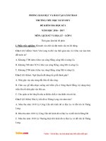 Đề thi học kì 1 lớp 4 môn Khoa học trường tiểu học Xuân Huy, Phú Thọ năm 2016  2017 