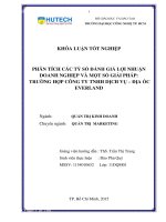 Phân tích các tỷ số dánh giá lợi nhuận doanh nghiệp và một số giải pháp Trường hợp công ty TNHH Dịch vụ Địa ốc EVERLAND