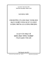 Ảnh hưởng của dầu đậu nành, dầu hạt cải đến năng suất và chất lượng trứng gà Lương Phượng (LV thạc sĩ)