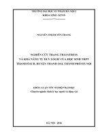 Nghiên cứu trạng thái stress và khả năng tư duy logic ở học sinh trường THPT thanh oai b, huyện thanh oai, thành phố hà nội 