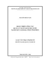 Hoàn thiện công tác quản lý ngân sách nhà nước tại huyện Tam Đảo, tỉnh Vĩnh Phúc (LV thạc sĩ)