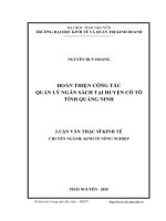 Hoàn thiện công tác quản lý ngân sách tại huyện Cô Tô tỉnh Quảng Ninh (LV thạc sĩ)
