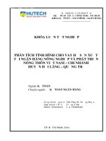 Phân tích tình hình cho vay hộ sản xuất tại ngân hàng nông nghiệp và phát triển nông thôn Việt Nam chi nhánh huyện Hải Lăng tỉnh Quảng Trị
