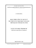 Hoàn thiện công tác quản lý thu thuế xuất nhập khẩu xăng dầu trên địa bàn tỉnh Quảng Ninh (Lv thạc sĩ)