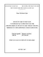 Di sản tư liệu ở việt nam   vấn đề bảo vệ và phát huy giá trị (trường hợp các di sản tư liệu thuộc chương trình ký ức thế giới được unesco ghi danh) tt 