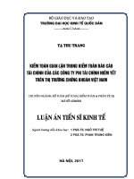 Kiểm toán gian lận trong kiểm toán báo cáo tài chính của các công ty phi tài chính niêm yết trên thị trường chứng khoán Việt Nam.