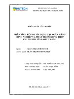 Phân tích rủi ro tín dụng tại ngân hàng nông nghiệp và phát triển nông thôn chi nhánh tỉnh Sóc Trăng