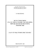 Quản lý hoạt động của các trung tâm học tập cộng đồng trên địa bàn huyện Đoan Hùng tỉnh Phú Thọ (LV thạc sĩ)