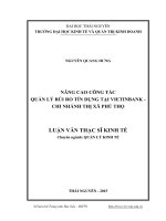 Nâng cao công tác quản lý rủi ro tín dụng tại Vietinbank  Chi nhánh thị xã Phú Thọ (LV thạc sĩ)