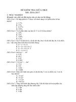 ĐỀ KIỂM TRA GIỮA HKII môn toán