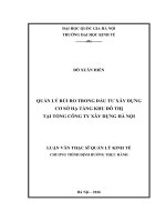 Quản lý rủi ro trong đầu tư xây dựng cơ sở hạ tầng khu đô thị tại tổng công ty xây dựng hà nội 