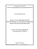 Quản lý của tỉnh Thái Nguyên đối với vốn đầu tư xây dựng cơ bản bằng nguồn vốn ngân sách Nhà nước (LV thạc sĩ)