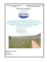 Optimal reservoir operation for water supply in dry season the case study of cua dat reservoir in the chu ma river system thanh hoa province 