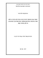 Rèn luyện kĩ năng giải toán trong dạy học giải bài tập phương trình đường thẳng cho học sinh lớp 10 