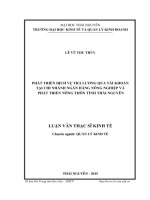 Phát triển dịch vụ trả lương qua tài khoản tại ngân hàng Nông nghiệp và Phát triển nông thôn Chi nhánh Thái Nguyên (LV thạc sĩ)