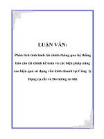 Phân tích tình hình tài chính thông qua hệ thống báo cáo tài chính kế toán và các biện pháp nâng cao hiệu quả sử dụng vốn kinh doanh tại Công ty Dụng cụ cắt và Đo lường cơ khí