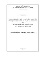 Nghiên cứu động thái và khả năng di chuyển của một số kim loại nặng (cu, pb, zn) trong đất lúa sử dụng nước tưới từ sông nhuệ khu vực thanh trì – hà nội 