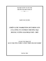 Chiến lược marketing bất động sản của công ty cổ phần thương mại hoàng vương giai đoạn 2015   2025 