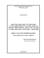 Điều tra nhận thức về giới tính và sức khỏe sinh sản của học sinh tại trường THPT Liên Hà - Đông Anh - Hà Nội và THPT Thái Ninh - Thái Thụy - Thái Bình