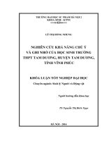 Nghiên cứu khả năng chú ý và ghi nhớ của học sinh trường THPT Tam Dương, Tam Dương, Vĩnh Phúc