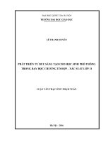 Phát triển tư duy sáng tạo cho học sinh phổ thông trong dạy học chương tổ hợp   xác suất lớp 11 