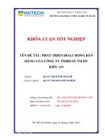 Phát triển hoạt động bán hàng tại Công ty TNHH sản xuất thương mại dịch vụ Kiều An