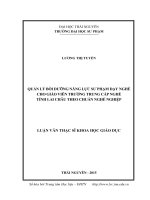 Quản lý bồi dưỡng năng lực sư phạm dạy nghề cho giáo viên trường trung cấp nghề tỉnh Lai Châu theo chuẩn nghề nghiệp (LV thạc sĩ)