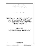 Đánh giá ảnh hưởng của nước thải khu công nghiệp sông công đến chất lượng nước suối văn dương, tỉnh thái nguyên