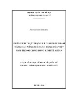 Phân tích thực trạng và giải pháp nhằm nâng cao năng suất lao động của việt nam trong cộng đồng kinh tế ASEAN 