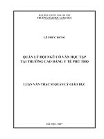Quản lý đội ngũ cố vấn học tập tại trường Cao đẳng Y tế Phú Thọ