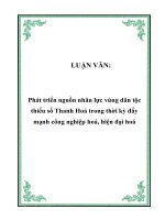 Phát triển nguồn nhân lực vùng dân tộc thiểu số Thanh Hoá trong thời kỳ đẩy mạnh công nghiệp hoá, hiện đại hoá