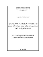 Quản lý vốn đầu tư xây dựng cơ bản bằng ngân sách nhà nước qua kho bạc nhà nước hải dương 