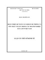 Hoàn thiện kế toán các khoản dự phòng và tổn thất tài sản trong các doanh nghiệp xây lắp ở Việt Nam