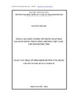Nâng cao chất lượng tín dụng ngắn hạn tại ngân hàng thương mại cổ phần công thương Việt Nam  chi nhánh Phú Thọ (LV thạc sĩ)