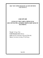 GIÁM sát THỰC HIỆN CHÍNH SÁCH đối với NGƯỜI LAO ĐỘNG TRONG KHU KINH tế hải PHÒNG 