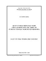Quản lý hoạt động dạy nghề cho lao động dân tộc thiểu số ở Trung tâm Dạy nghề huyện Định Hóa (LV thạc sĩ)