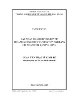 Các nhân tố ảnh hưởng đến sự thỏa mãn công việc của nhân viên agribank chi nhánh thị xã sông công 