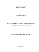 Đánh giá tính bền vững của Du lịch nông thôn tại huyện Mai Châu, tỉnh Hòa Bình  Luận văn ThS. Khoa học bền vững (Chương trình đào tạo thí điểm)
