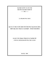 Quản lý nhà nước đối với thương mại hàng hóa trên địa bàn thị xã tam điệp   tỉnh ninh bình 